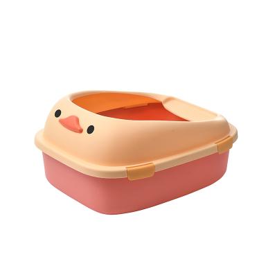 China Large Space Stored Cat Litter Box Enclosed Design Bin With Lid Prevent Sand Leakage for sale