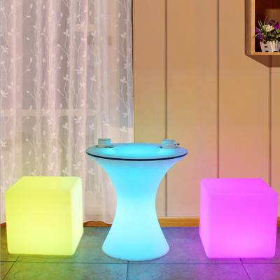 China Waterproof + Colors Change + Rechargeable Plastic Out Of Door Smart LED Light Furniture Coffee Table For Living Room Bedroom for sale