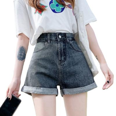 China Summer high waist breathable denim shorts women's loose exposure 2021 new Korean thin net red wide legs and supple curved hot pants trend for sale