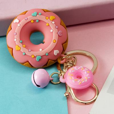 China Advertising/Promotion Gift Cheap Custom Creative Cartoon Logo Silicone Cute Donut Keychains for sale