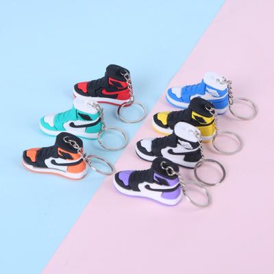 China Men's 2d Mini Pairs Shoe Keychains 3d Environmentally Friendly Custom Rubber Football Sneakers With Box And Bag for sale