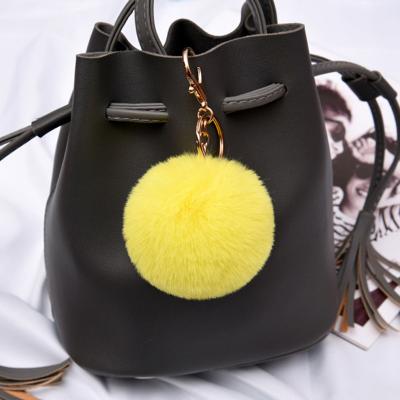 China Fasion Factory Supply Natural Blank Fur Ballforsafety Pom Pom Keychain for sale