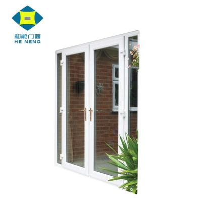 China Large Glass Lowe Modern White Balcony Pretty Kitchen PVC French Door With Side Panels Exterior for sale