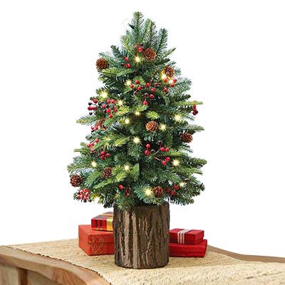 China Pre Mini Environmentally Friendly Customizable Lit Size Wooden Christmas Tree Miniature Artificial Christmas Tree For Craft for sale