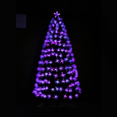 China Customizable Size Environmental Friendly Wholesale Cheap Pre-Fit PVC Fiber Optic Christmas Tree With White Flocking for sale