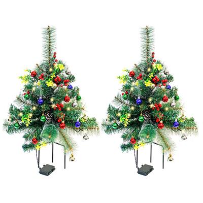 China Environmental Friendly 24inch Pre-Bed Track Christmas Trees 2 Sets Garden Frosted Pine Cone Christmas Trees for sale