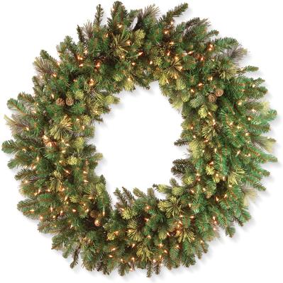 China Environmental Friendly Wreath Supplies Wholesale Pre Decorative Pine Lit PVC Artificial Christmas Wreath for sale