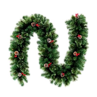 China Wholesale Cheaper Environmentally Friendly Artificial Christmas Garland With Red Berries Pinecone Ornaments for sale