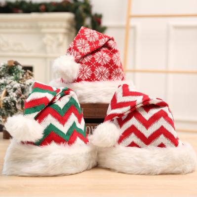 China Chirstmas Decor Xmas Knitted Hat Christmas Beanie Knit Winter Hat For Adults Holiday Party for sale