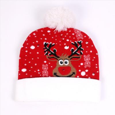 China Children Diy 2021 Custom design thicken hat Christmas LED light up Christmas hats for kids for sale