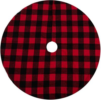 China 48 Inch Environmental Friendly Christmas Tree Skirt Black And Red Plaid Christmas Tree Skirt for sale