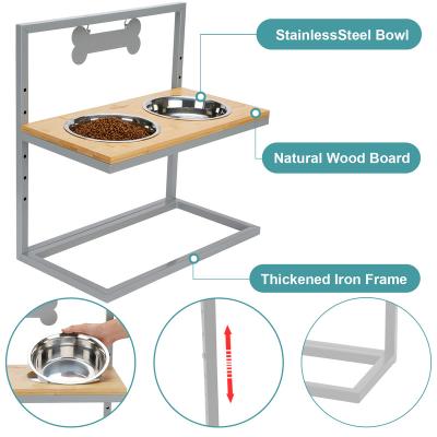 China Sustainable Wood & Metal Feeder - Premium Wood Feeder with Metal Stand, 2 Stainless Steel Bowls for Food or Water Included, Perfect for Dogs for sale