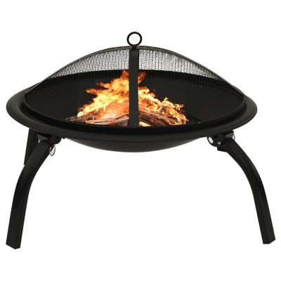 China Stocked 2-in-1 Fire Pit and BBQ with Poker 22”x22”x19.3” Steel for sale