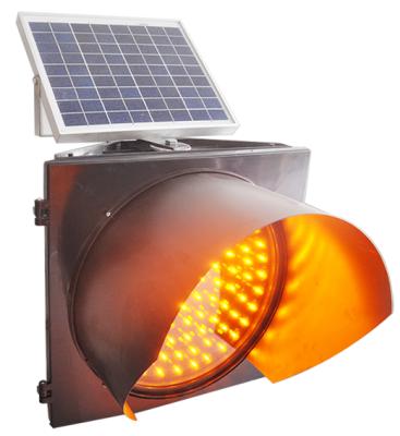 China Aluminum Alloy 400mm Solar Power Led Traffic Warning Light Flashing Warning Light Yellow for sale