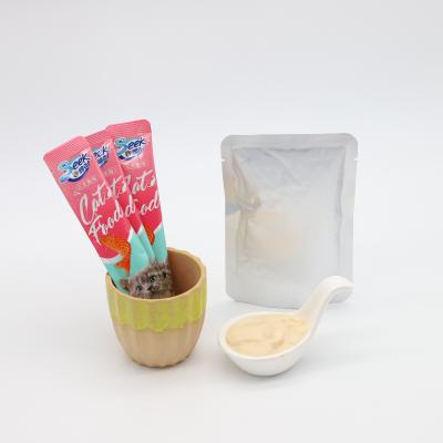 China Stocked Creamy Wet Cat Strips Creamy Cat Cream Wet Cat Food Cat Food Snack Pouch for sale