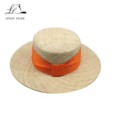 China Wholesale Summer Straw Hat Boater Hat Natural Bao Grass For Woman Fashion Image Beach Hat for sale