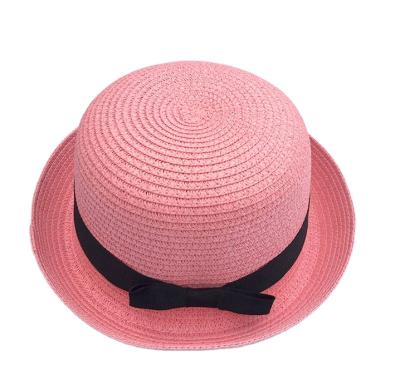 China Picture Straw Hat With Bow For High Quality Paper Material Kids Fashion Hat Straw Hat Cap for sale