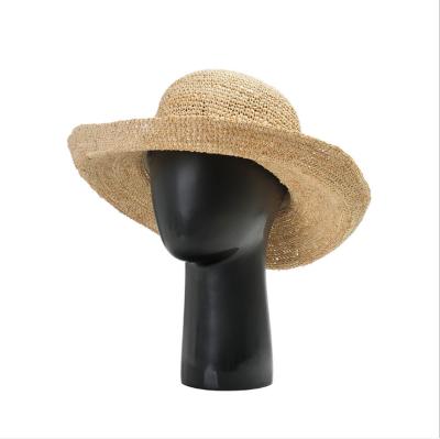 China Wholesale Hot Selling Picture Cloche Straw Hat Madagascar Raffia Thrower Hat Crochet Women Foldable Soft Hat for sale