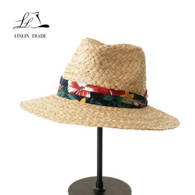 China Hot Selling Wholesale Picture Beach Summer Panama Hat Panama Straw Hat Sun Straw Hats With Raffia for sale