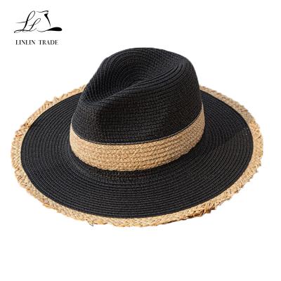 China Unisex Character Fedora Straw Hat With Fringed Brims Panama Hats Summer Straw Raffia Hat 2021 for sale