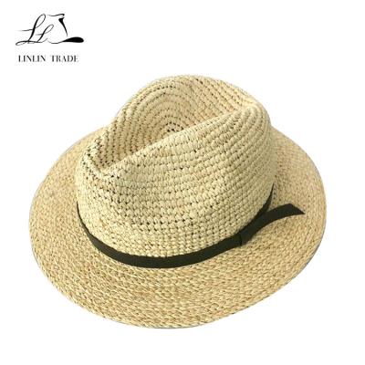 China Raffia Wide Straw Hats Sun Straw Braid Floppy Beach Panama Summer Brim Panama Hat Wholesale Character for sale