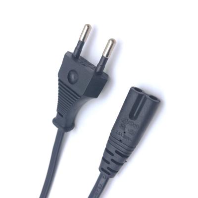 China Telecommunication Factory Price 2 Pin Power Cable European Standard AC EU Power Cord Cable For Computer for sale