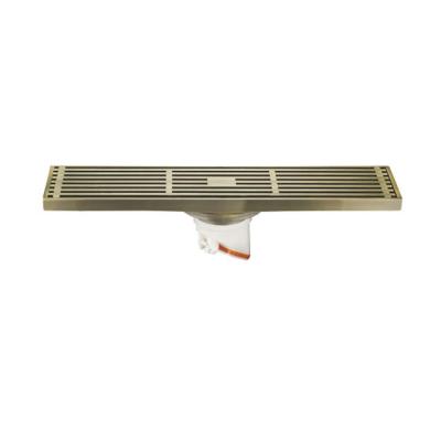 China 8*30cm Long Chrome Brass Shower Drains Floor Drain Modern Bathroom Sanitary Brass Shower for sale