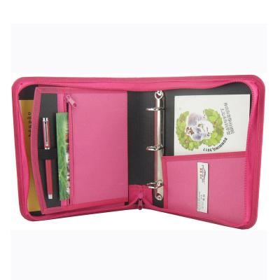 China New Design High Quality Fashion Elegant Office Padfolio Sorority Pink Pearl Piece Leather Folder for sale