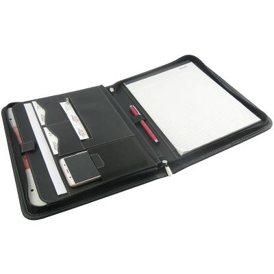 China Office PU Leather A4 Size Professional Folder With Zipper Presentation Folder for sale