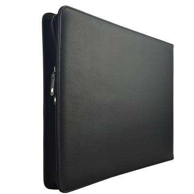 China Office Stationery ModernQiu Zipper Slot Combination Binding Cowhide Presentation Folder for sale