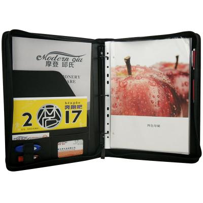 China ModernQiu Custom Black A4 PU Leather Unisex Binder for sale