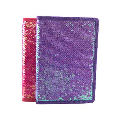 China Free Custom Sequin Organizer Hardcover Size A5 China Supplier Design Sorority Leather Notebook for sale