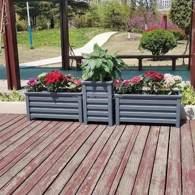 China Factory Wholesale Customized Waterproof Shape Wood Grain Color Aluminum Flower Boxes Planter Tree Pots for sale