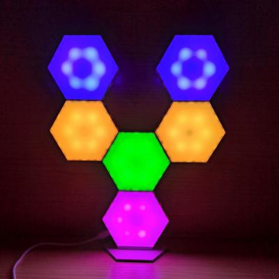 China Multicolor Hexagon Lights Touch DIY Hexagons Wall Light Magnetic Modular Sensitive Finger Touch Night Lights for sale