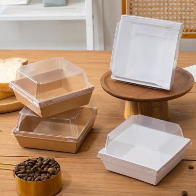 China Recycled Materials Paper Sandwich Box With Window Box For Food Packaging Food Grade Wrapping Paper Container Disposable Treat Cake Box for sale