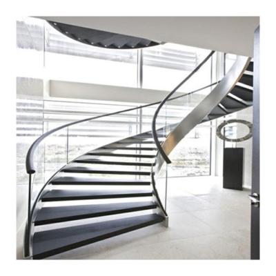 China Modern Top Design Curved Staircases Reliable Stainless Curved Stairs Traditional Wood Steel Metal Staircase for sale