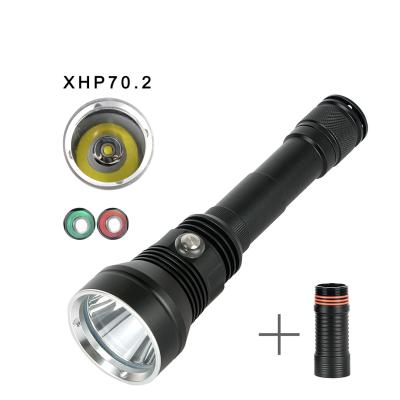 China 6800 Lumen Industrial Flashlight XHP70 Lumen Industrial Scuba Diving Torch Light Equipment LED Super Bright Diving Flashlight for sale