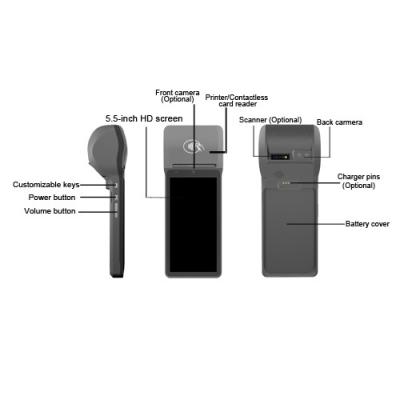 China Terminal de Máquina POS NFC 4G Digital Portátil Com Impressora de 5,5 polegadas à venda