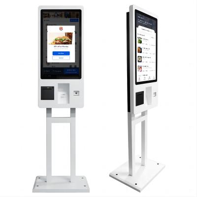 China 21.5 Inch Code Scanner Self Ordering Kiosk System Floor Stand Cash Payment for sale