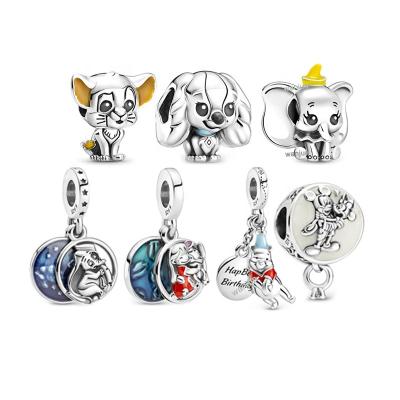 China 2021 New wanjun 925 bead bracelet charm pendant cute lion bear lion silver mouse cartoon fits Pandora for sale