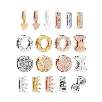 China Vintage wanjun 925 sterling silver logo crown bow silicone fastener o-shaped clip suitable for watch chain for sale