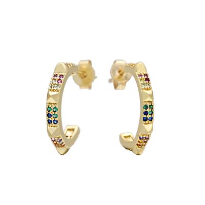 China CLASSIC wanjun gear colorful zircon round cuff earrings women for sale