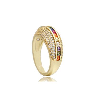 China CLASSIC wanjun 24k gold plated surface design multi color zirconium stone ring for sale