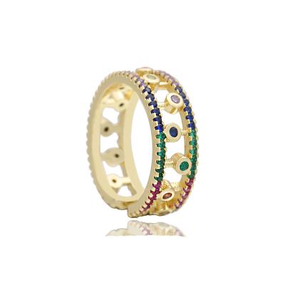 China Wanjun CLASSIC Fashion Colorful Color Hollow Inlaid Zircon Open Ring Jewelry Women for sale