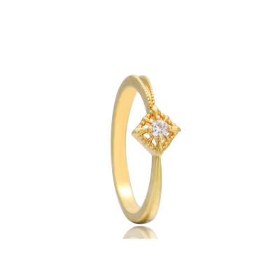 China CLASSIC wanjun japanese and korean ladies solitaire gold plated single square ring for sale