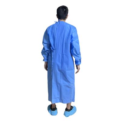 China Wholesale Non Woven PE Isolation Gown Factory PP Disposable Gowns Knitted Disposable Cuff Isolation Gown for sale