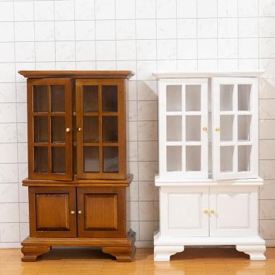 China Children's 1 Piece 12 Piece Dollhouse Cabinet Collection Cabinet Furniture Miniature Wooden Model Shelf for sale