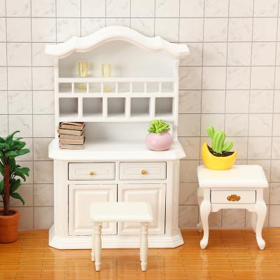 China 12 Pocket Model Doll House Furniture Miniature Kids 1 Piece Opens Storage Display Cabinet European Bookcase For Dollhouse DIY for sale