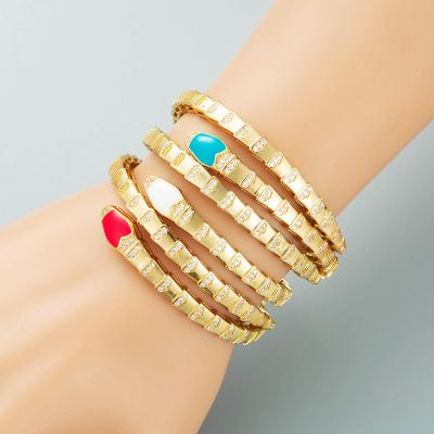 China Fashion Design Personality Unique Colorful Popular Snake Bracelet Gold Charm Snake Copper Plated Chain Bracelets Wholesale for sale