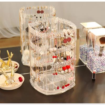 China Fashionable Plastic Rotating Jewelry Display Rack Necklace Display Stand Earring Holder Collection For Jewelry for sale